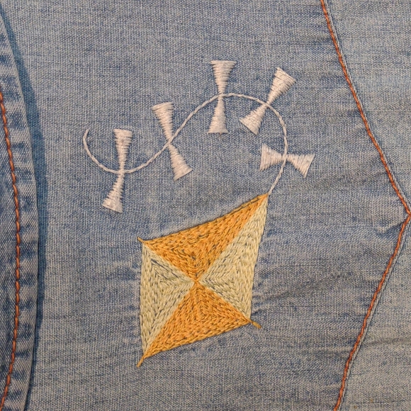 Lucky Brand RARE Dungarees Denim western shirt snap buttons jeans - Picture 8 of 11